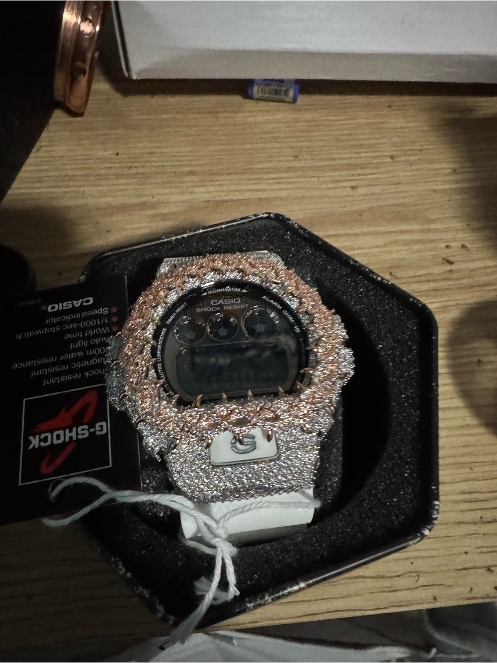 Casio G-Shock Silver and Rose Gold Glitter Digital Watch - Picture 2 of 5
